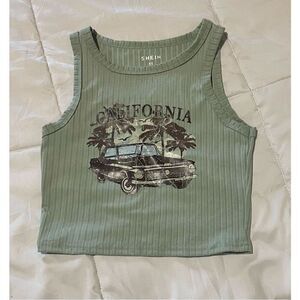 Ribbed sage California crop tank top by Shein